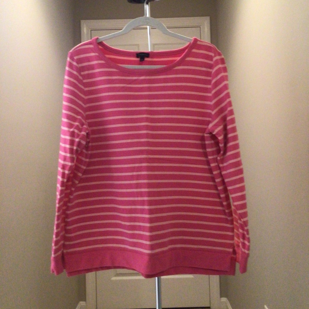 Talbots L pink striped shirt
